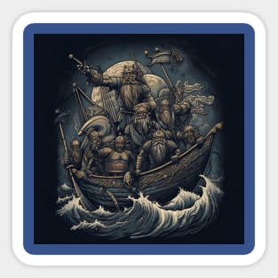 Viking Raiders on Longships Sticker